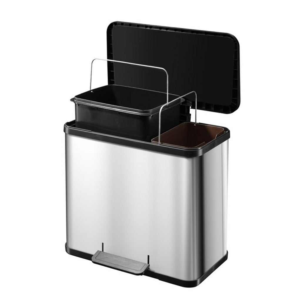 Hailo Öko Duo Plus L Pedal Bin 17+9 L Stainless Steel/Black 0630-200