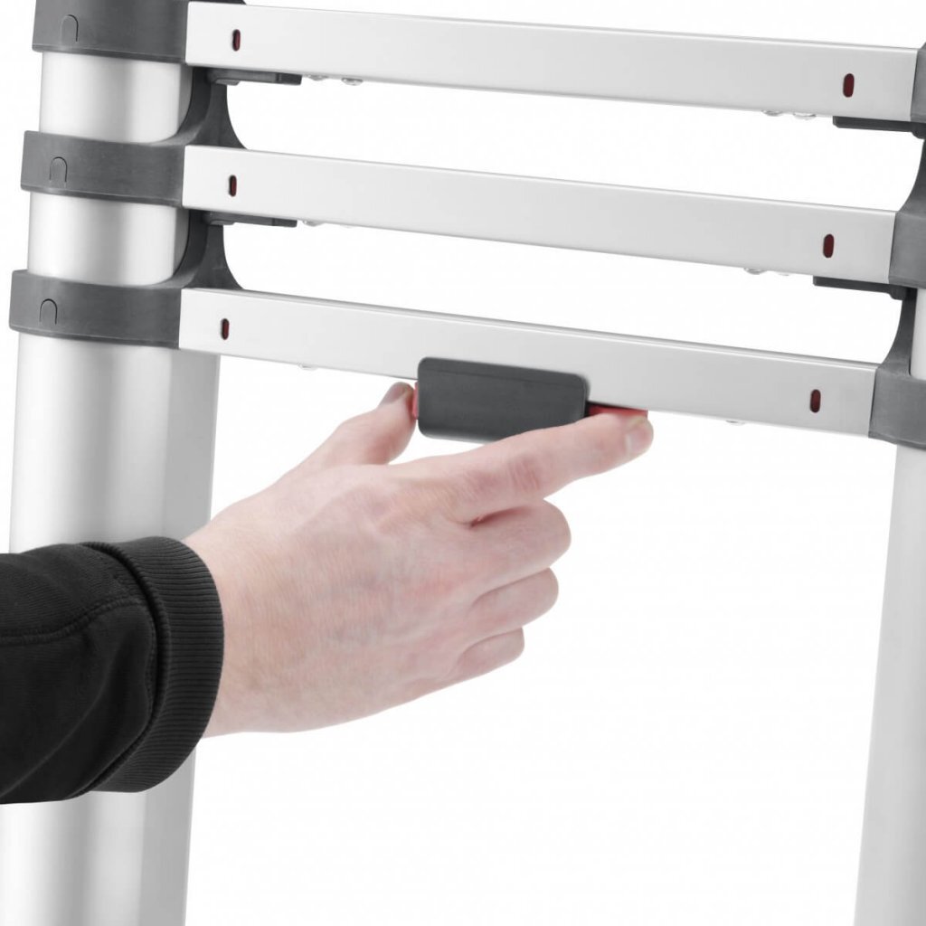 Hailo T80 Aluminium Telescopic Ladder 11 Rungs + Stabilizer Bar 103-322 cm