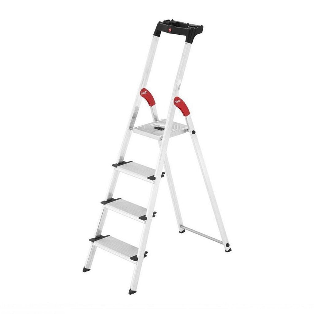 Hailo L80 ComfortLine Aluminium Household Ladder 4 Steps - 150 kg Load Capacity - Model 8040-415