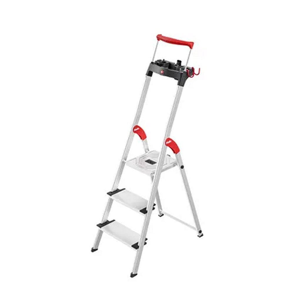 Hailo L95 Aluminium Household Step Ladder 3 Steps - 150 kg Load Capacity - Model 8050-315