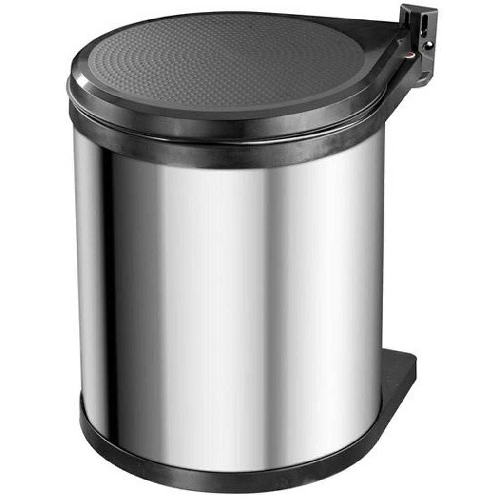 Hailo 3555-101 Compact-Box M Waste Bin 15 L - Silver/Black, Removable Inner Bucket