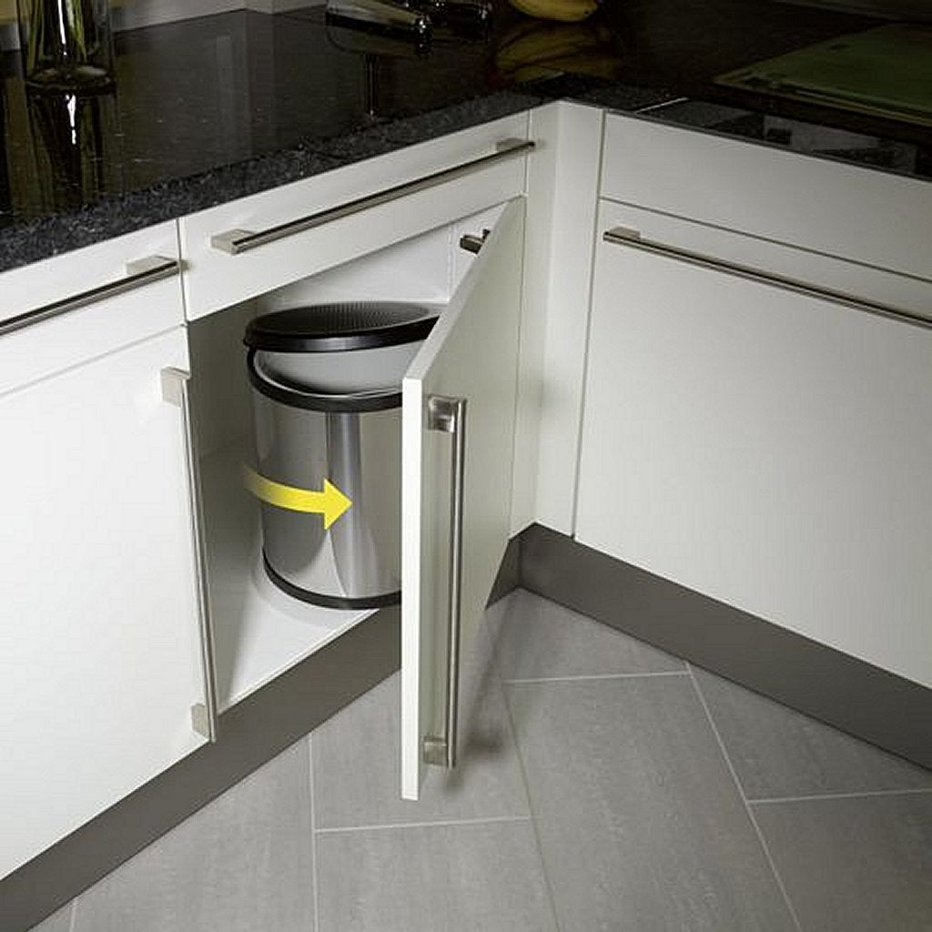 Hailo 3555-101 Compact-Box M Waste Bin 15 L - Silver/Black, Removable Inner Bucket