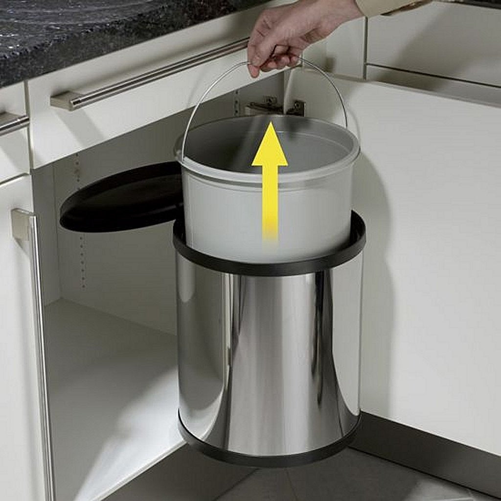 Hailo 3555-101 Compact-Box M Waste Bin 15 L - Silver/Black, Removable Inner Bucket