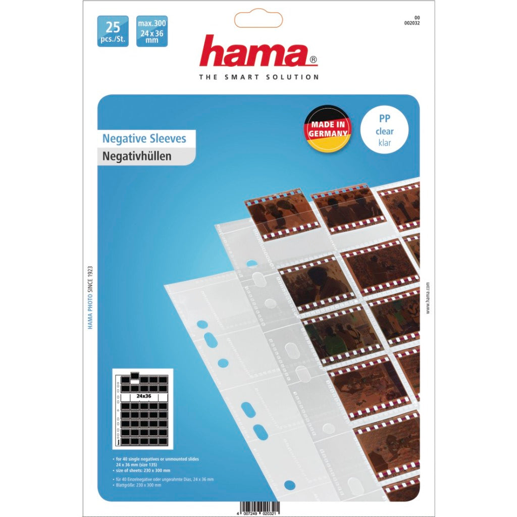 Hama Negative Sheets for 40 24x36 mm Negatives - 25 Sleeves