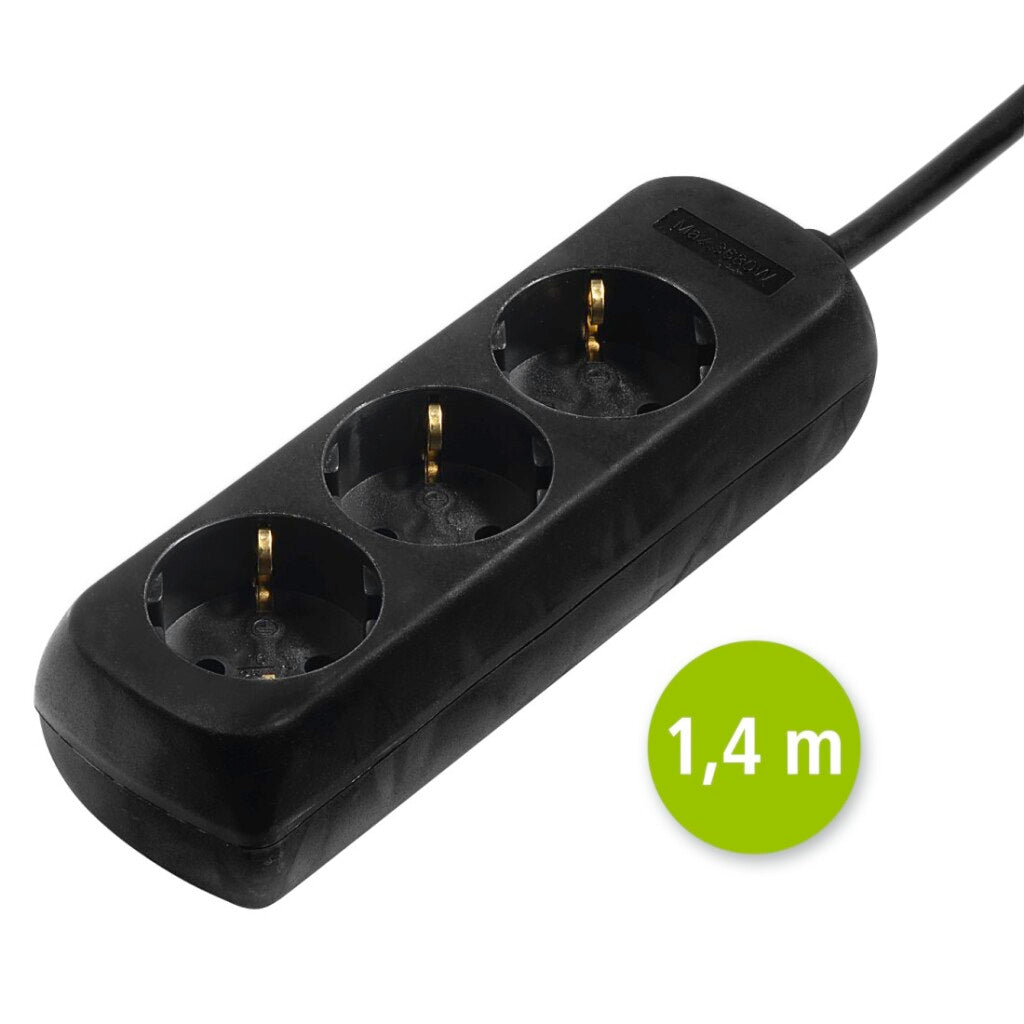Hama 3-Way Power Strip Black 1.4 m - 10 Pieces