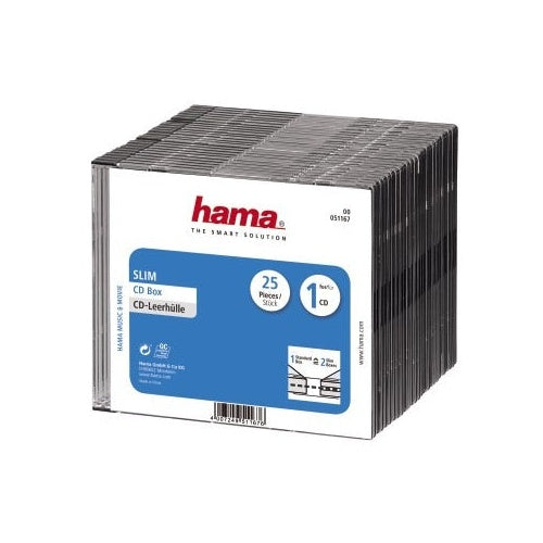 Hama CD Slim Box Zwart 25Pak afbeelding 1