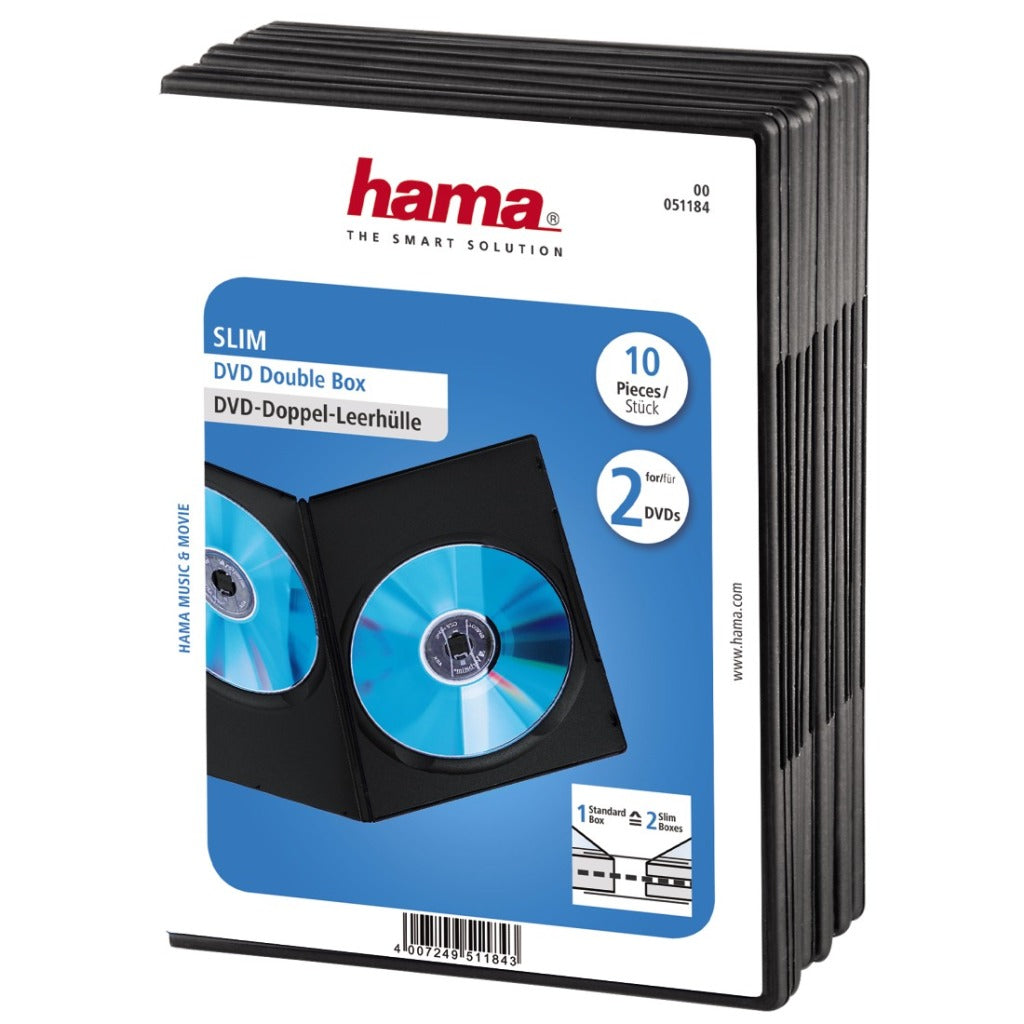 Hama DVD Slim Box Double Black 10 Pieces