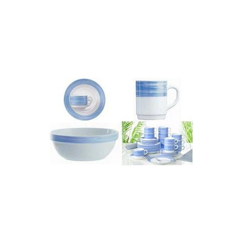 Esmeyer Dessertteller "BRUSH", Durchm. 195 mm, blau Hartglas-Geschirr, Streifen-Dekoration im Pinsellook - 6 Stück (415-003) afbeelding 1