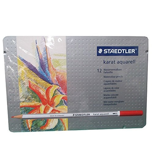 Staedtler | Watercolour Pencils 125 M12 3.0 mm Lead 12-Piece Set | Hexagonal Lightfast Water-Soluble | Metal Tin afbeelding 2