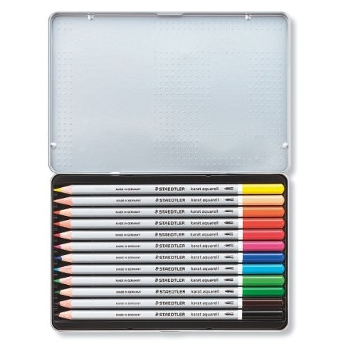 Staedtler | Watercolour Pencils 125 M12 3.0 mm Lead 12-Piece Set | Hexagonal Lightfast Water-Soluble | Metal Tin afbeelding 3