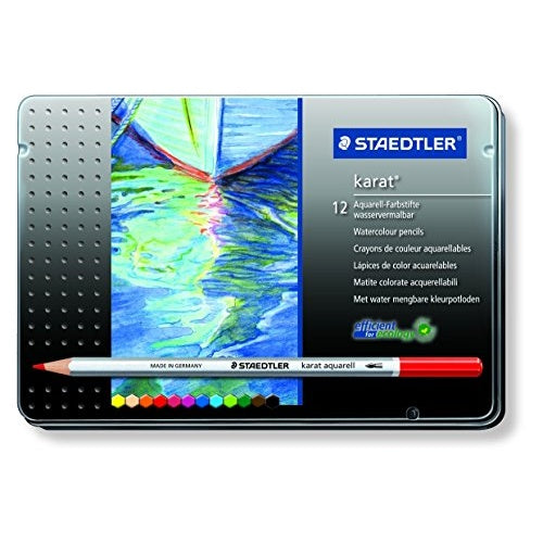 Staedtler | Watercolour Pencils 125 M12 3.0 mm Lead 12-Piece Set | Hexagonal Lightfast Water-Soluble | Metal Tin afbeelding 5