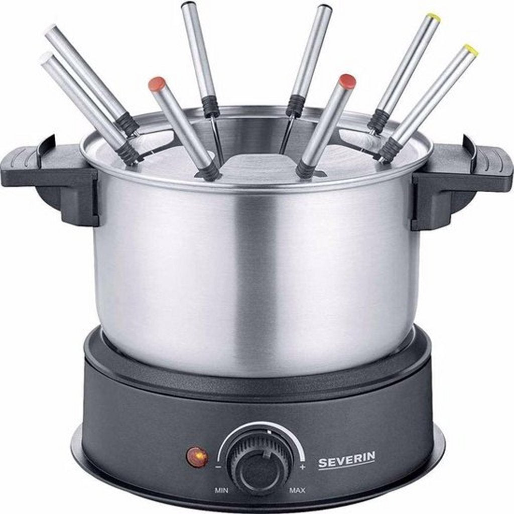 Severin Fondue Set + 8 Forks Stainless Steel/Black