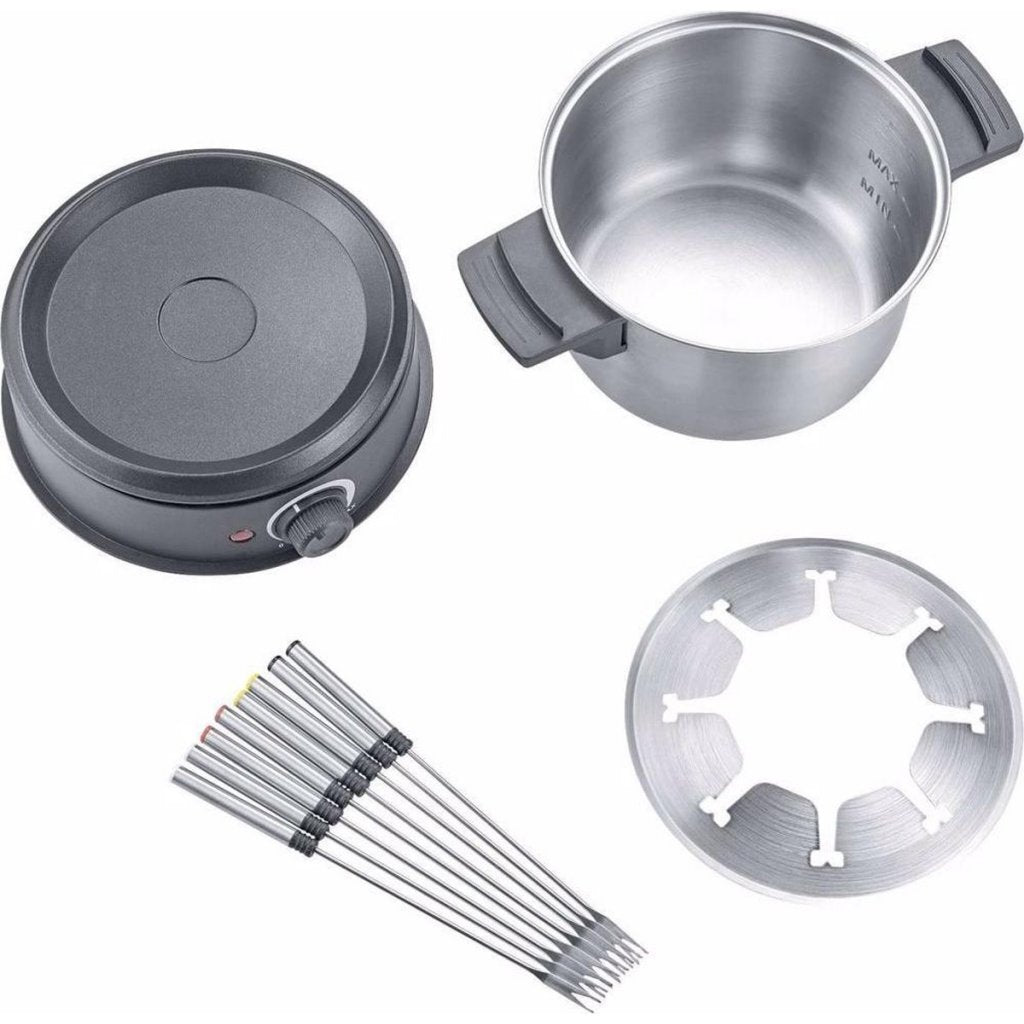 Severin Fondue Set + 8 Forks Stainless Steel/Black