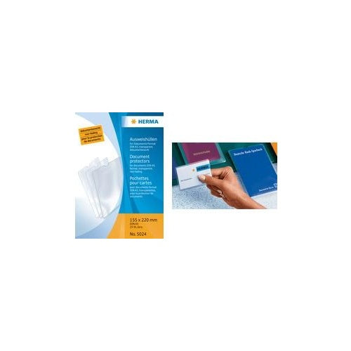 HERMA Ausweishülle, PP, 1-fach, 0,14 mm, 220 x 310 mm dokumentenecht, transparent, reißfest, Griffaussparung für - 25 Stück (5026) afbeelding 1