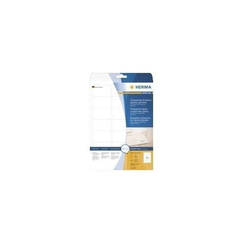 HERMA - Selbstklebende Folienetiketten - durchsichtig - 38,1 x 63,5 mm 525 Etikett(en) (25 Bogen x 21) (8017) afbeelding 1