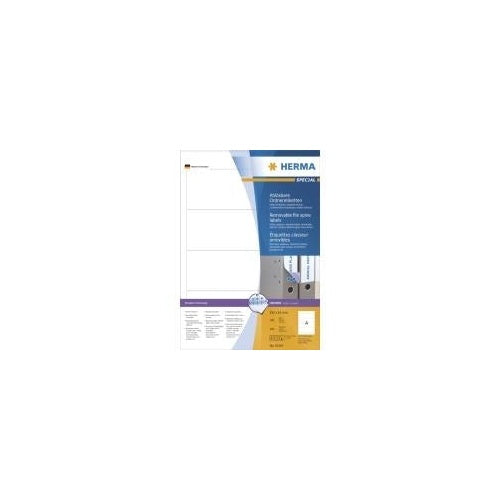 HERMA Special - Selbstklebende, entfernbare, matte, lichtdichte Aktenordneretiketten aus Papier - weiß - 192 x 61 mm 400 Etikett(en) (100 Bogen x 4) (10141) afbeelding 1