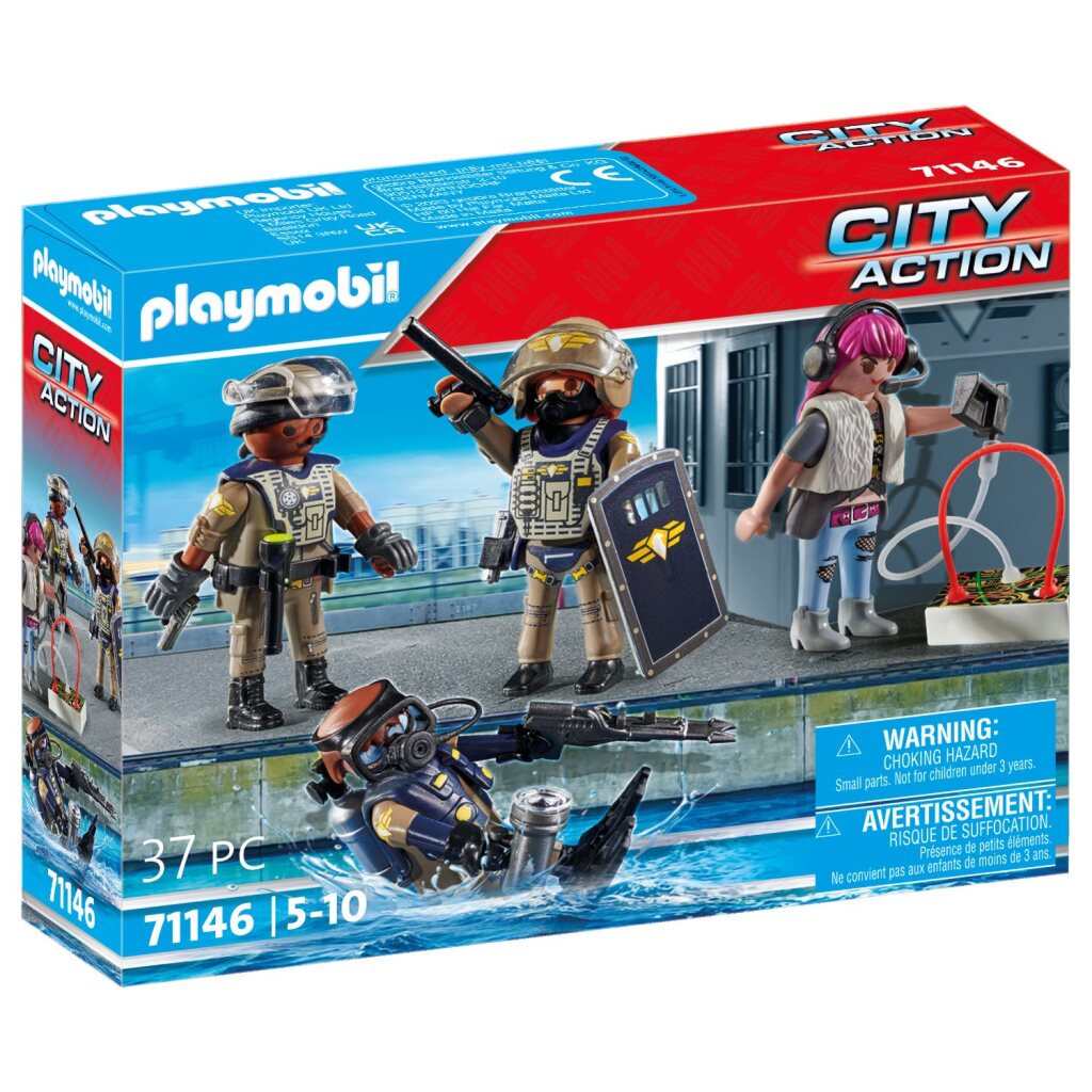 Playmobil City Action Tactical Unit Figure Set 71146 for Police Adventures