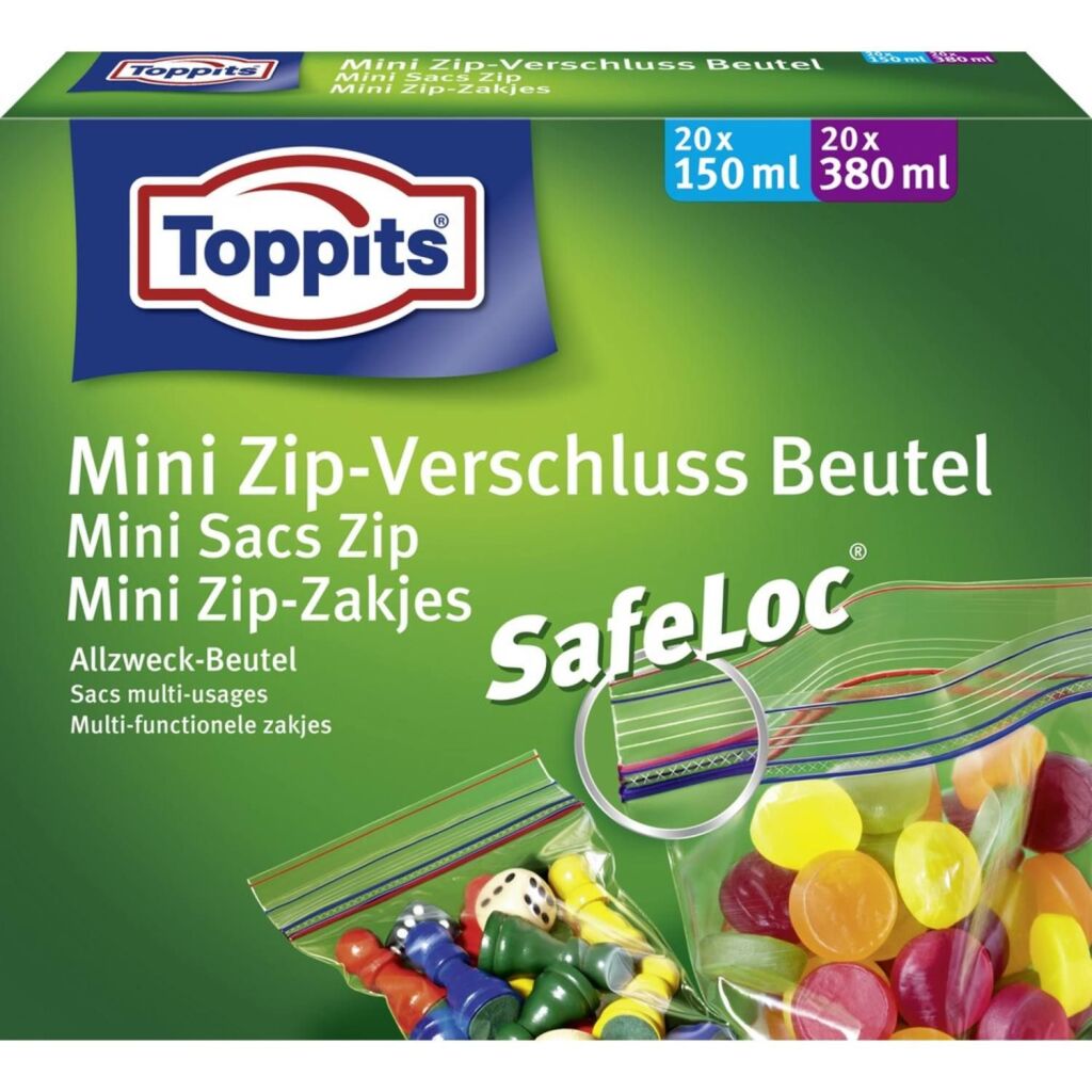 Toppits Safeloc Mini Zip-Bags 150 ml + 380 ml 40 Pieces