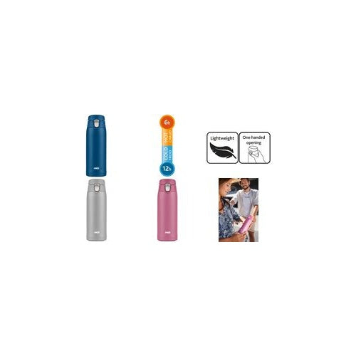 emsa Isolier-Trinkflasche TRAVEL MUG LIGHT, 0,4 L., grau schlankes und sehr leichtes Design, Einhandbedienung, 100% - 1 Stück (3110600591) - 4009049535135 - image 1