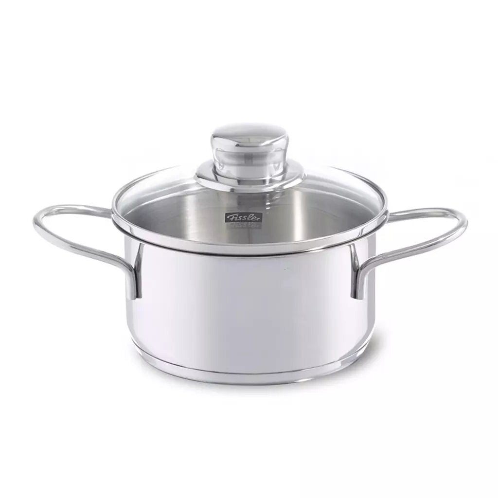 Fissler Snacky Cooking Pot + Lid 14 cm Stainless Steel/Glass