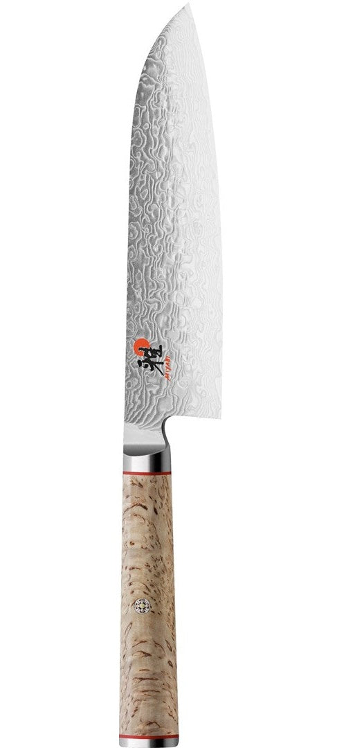 MIYABI Santoku-/Kochmesser, Stahl, 240 mm, silber / birke, 38,5 x 8,5 x 3,5 cm MIYABI 5000 MCD Santoku: "Drei Tugenden", zum Schneiden von Fleisch, Fisch und Gemüse. Beidseitig abgezogene Klinge. (34374-181-0) - 4009839276071 - image 2