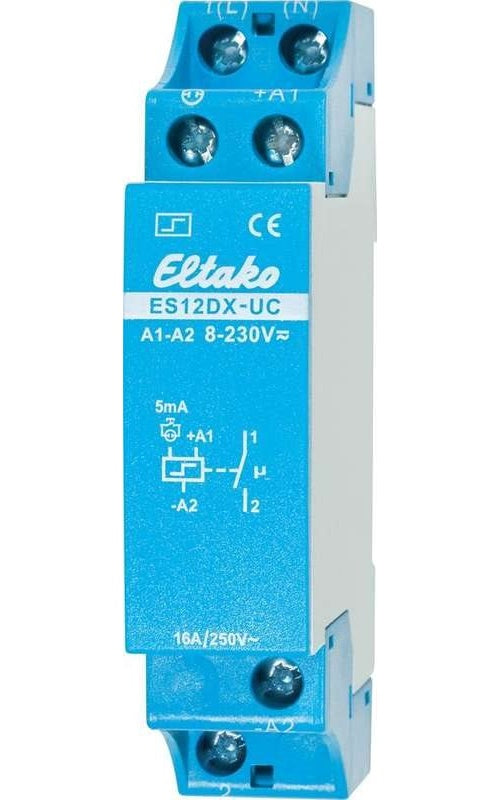 Eltako Stromstoß-Schalter ES12DX-UC, 1 Schließer 16 A ES12DX-UC 8 - 230 V/UC oder 230 V 1 Schließer 16 A 250 V/AC (Glühl (21100002) afbeelding 1