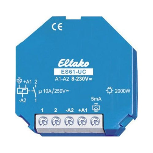 ELTAKO Stromstoss-Schalter ES61-8..230VUC Doseneinbau 8-230V 2000W ES61-UC (61100501) afbeelding 1
