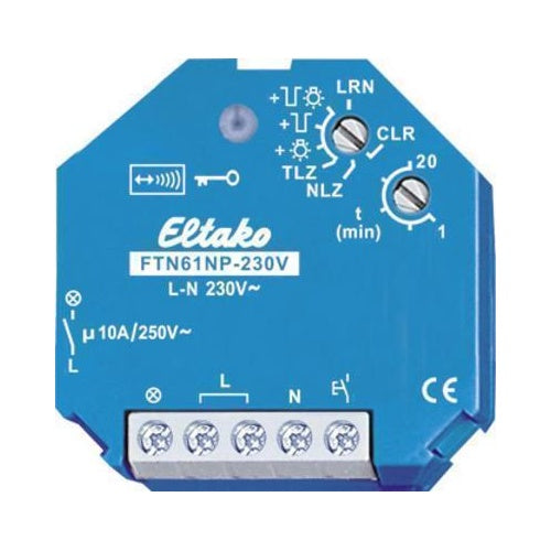 ELTAKO FTN61NP-230V Funkaktor Treppenlicht-Nachlaufschalter UP 1 Schliesser 10A/250V AC (30100130) afbeelding 1