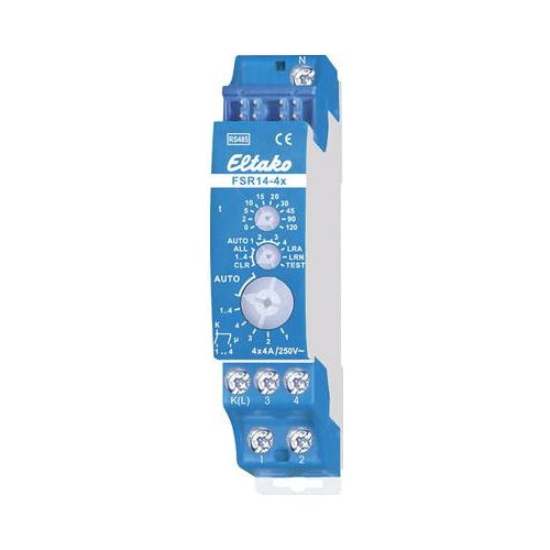 Eltako FSR14-4X. Produkttyp: Schaltaktor, Befestigungstyp: DIN-Schienenmontage, Anzahl Kanäle: 2 Kanäle. Maximale Schaltleistung: 1000 W, Eingangsspannung: 250 V, Eingangsfrequenz: 50 Hz. Breite: 18 mm, Tiefe: 58 mm (30014001) - 4010312313701 - image 1