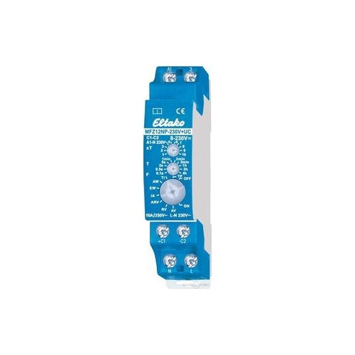 Eltako MFZ12NP-230V+UC. Produktfarbe: Blau, Temperaturbereich in Betrieb: -20 - 50 °C, Zertifizierung: CE. AC Eingangsspannung: 8 - 230 V, Ladekapazität: 2300 VA, Stromstärke: 16 A (MFZ12NP-230V+UC) afbeelding 1