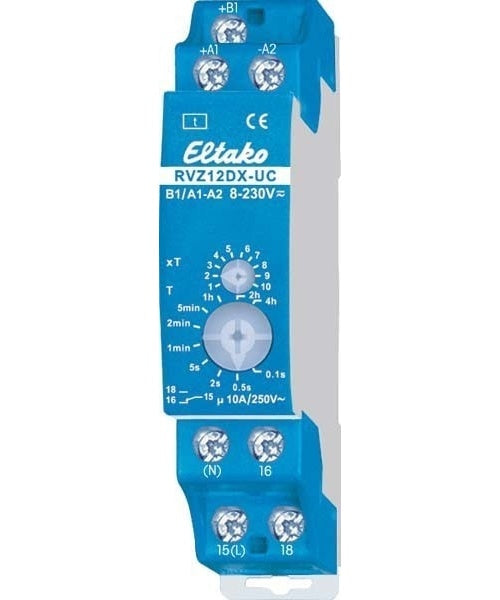 ELTAKO Zeitrelais 1xWechsler RVZ12DX-UC rückfallverzögert 1TE 8-230V 2000W RVZ12DX-UC (23001202) afbeelding 1