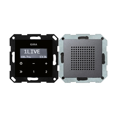 GIRA 228028 Radio Uhr Digital Anthrazit - Schwarz (228028) afbeelding 1