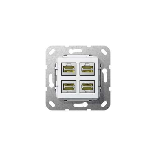 GIRA 4847737. Buchsen-Typ: 4 x RJ-45. Produktfarbe: Weiß (4847737) afbeelding 1