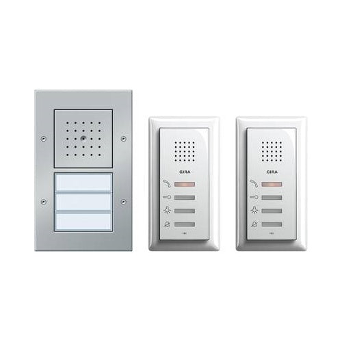 GIRA Türsprechanlage Kabelgebunden Komplett-Set 2 Familienhaus Aluminium afbeelding 1