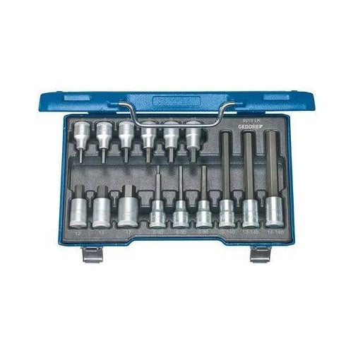 Gedore 6129360 Innen-Sechskant Steckschlüssel-Bit-Einsatz-Set 15teilig 1/2 (12.5 mm) afbeelding 1