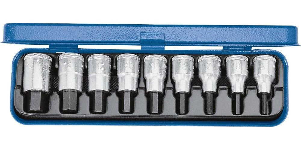 Gedore 6156250 Innen-Sechskant Steckschlüssel-Bit-Einsatz-Set 9teilig 1/2 (12.5 mm) afbeelding 1