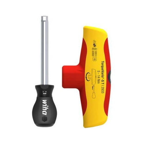 WihaTorqueVario-S T 2933 - T-handle key - 2 Stücke - isoliert - 56 mm - 6 mm - 5 - 14 N·m (43177) afbeelding 1