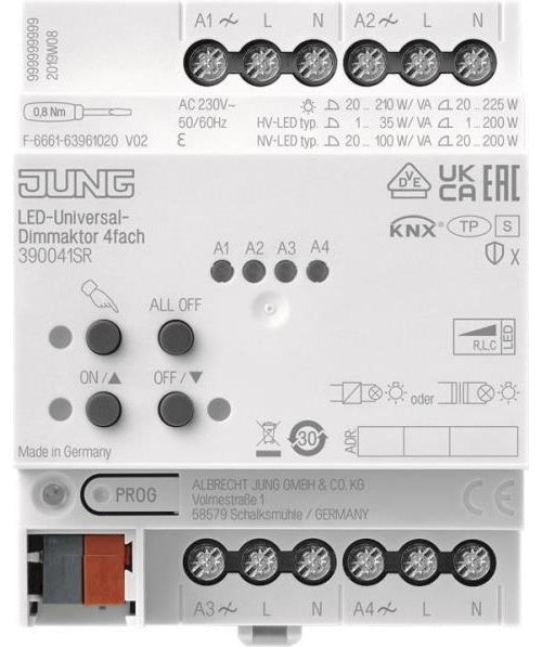 Jung KNX Universal-Dimmaktor LED, 4fach, 4 TE 39004 1S R (390041SR) afbeelding 1