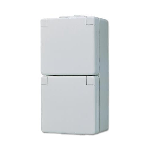 JUNG Schuko-Steckdose 2-fach 622W WG600 IP44 verdrahtet senkr.Mont. 622W (622W) afbeelding 1