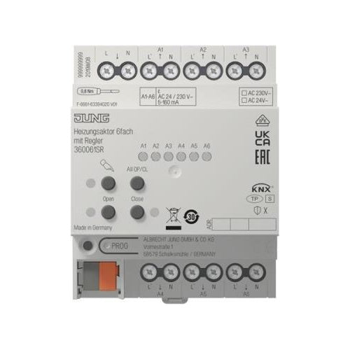 Jung KNX Heizungsaktor 6fach 36006 1S R m.Regler 1 (360061SR) afbeelding 1