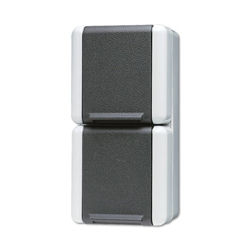 JUNG SCHUKO-Steckdose 2-fach 822W WG800 IP44 senkr.Mont. 2 Leitungsei 822W (822W) afbeelding 1