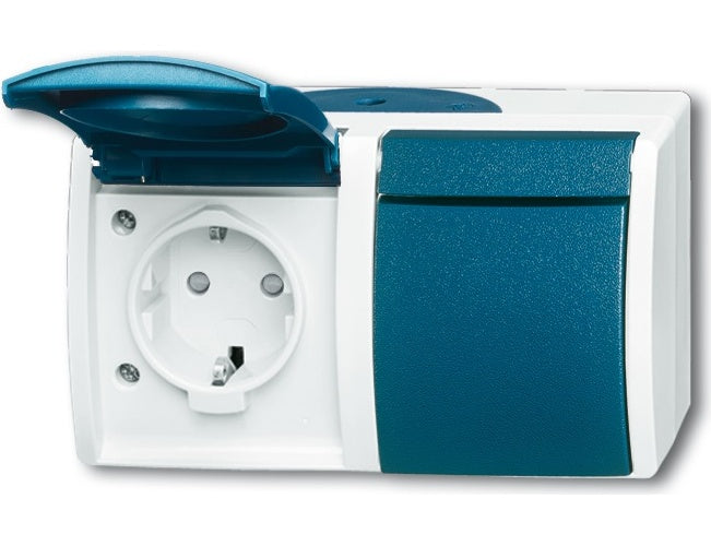 Busch Jaeger 20/2 EBW-53 Steckdose CEE 7/3 Blau - Weiß (2084-0-0720) afbeelding 1