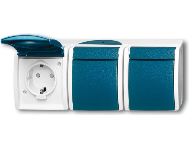 Busch Jaeger 2300/3 EBW-53 Steckdose CEE 7/3 Blau - Weiß (2084-0-0721) afbeelding 1