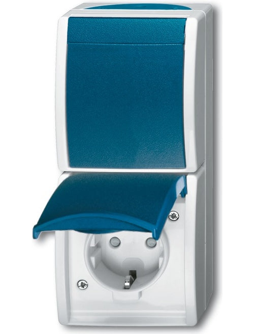 Busch Jaeger 2601/6/20 EBW-53 Steckdose Typ F Blau - Weiß (1684-0-0330) afbeelding 1