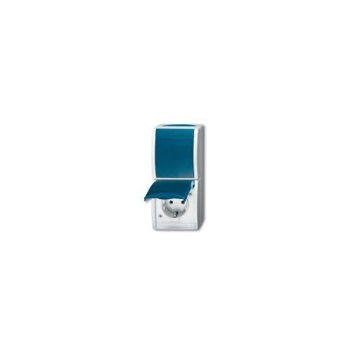 BJ - Ocean - Schuko Steckdose Kombination Wippschalter - AP *grau/blaugrün* (2601/6/20EW-53) afbeelding 1