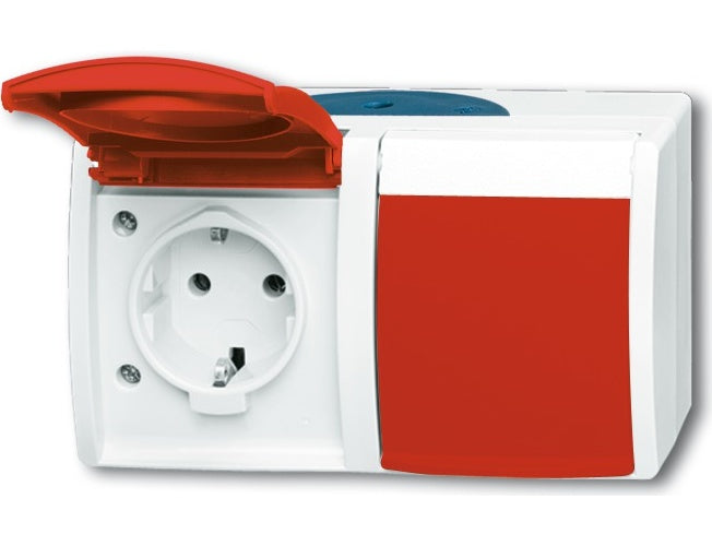 Busch-Jaeger 4011395993323 Steckdose Rot - Weiß (2084-0-0700) afbeelding 1