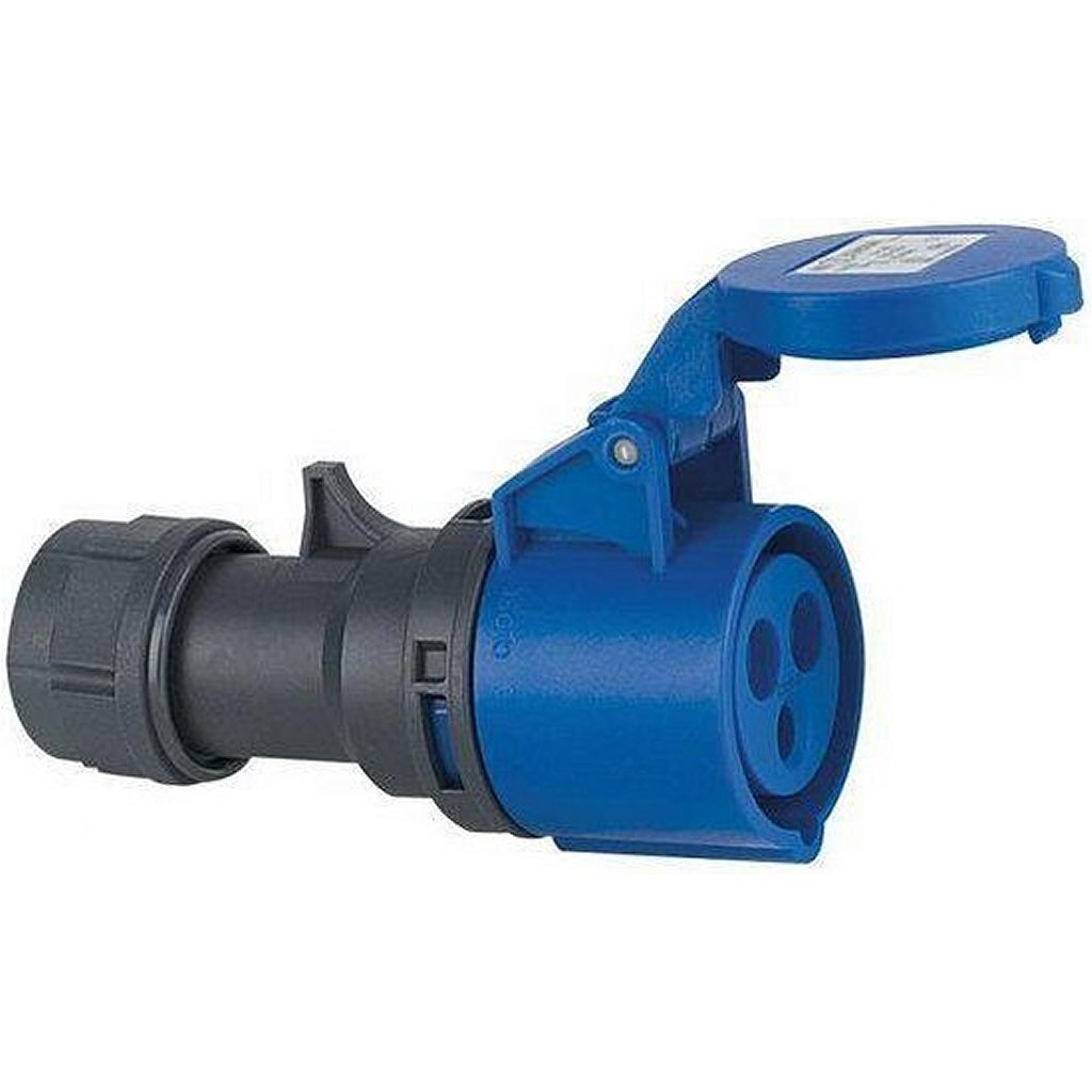 ABL CEE Female Plug 3-Pin Grey/Blue - IP44 Splashproof