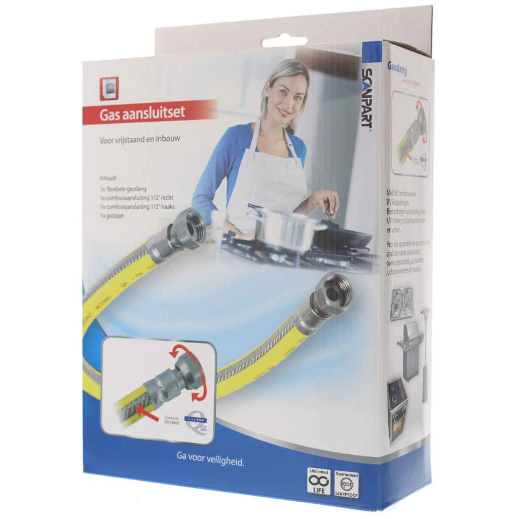 Scanpart Gas Connection Set Stainless Steel Flexible 75 cm