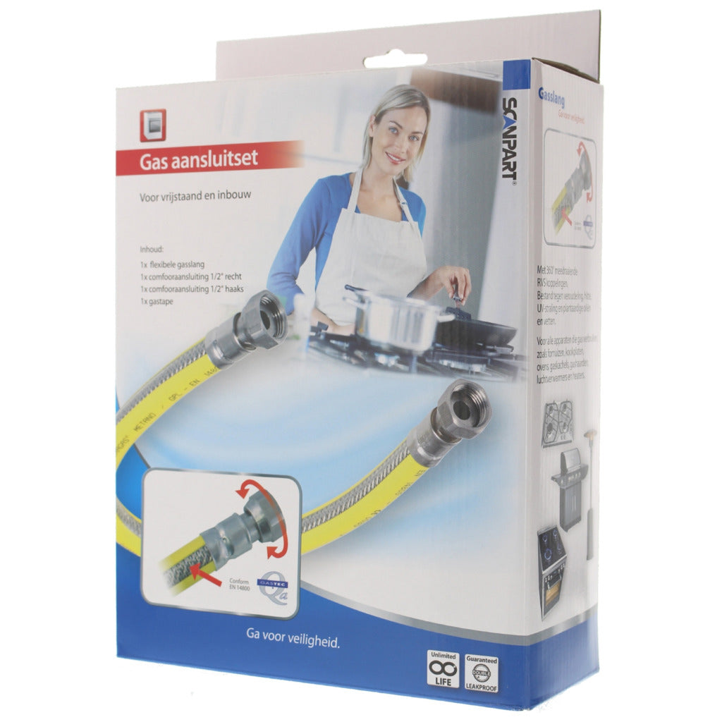 Scanpart Gas Connection Set Stainless Steel Flexible 125 cm
