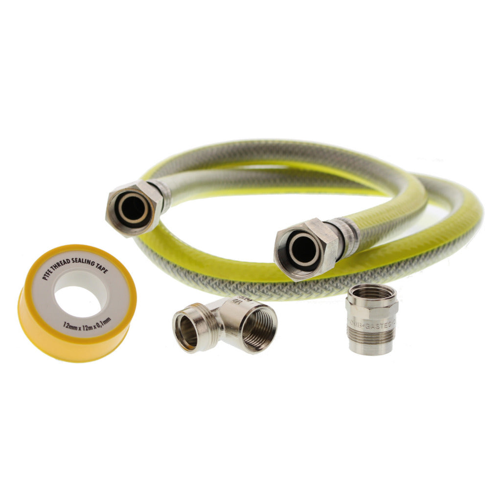 Scanpart Gas Connection Set Stainless Steel Flexible 125 cm